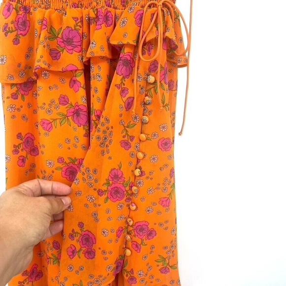 For Love & Lemons Peony High Low Floral Midi Dress Size M Adjustable Straps - Picture 8 of 11